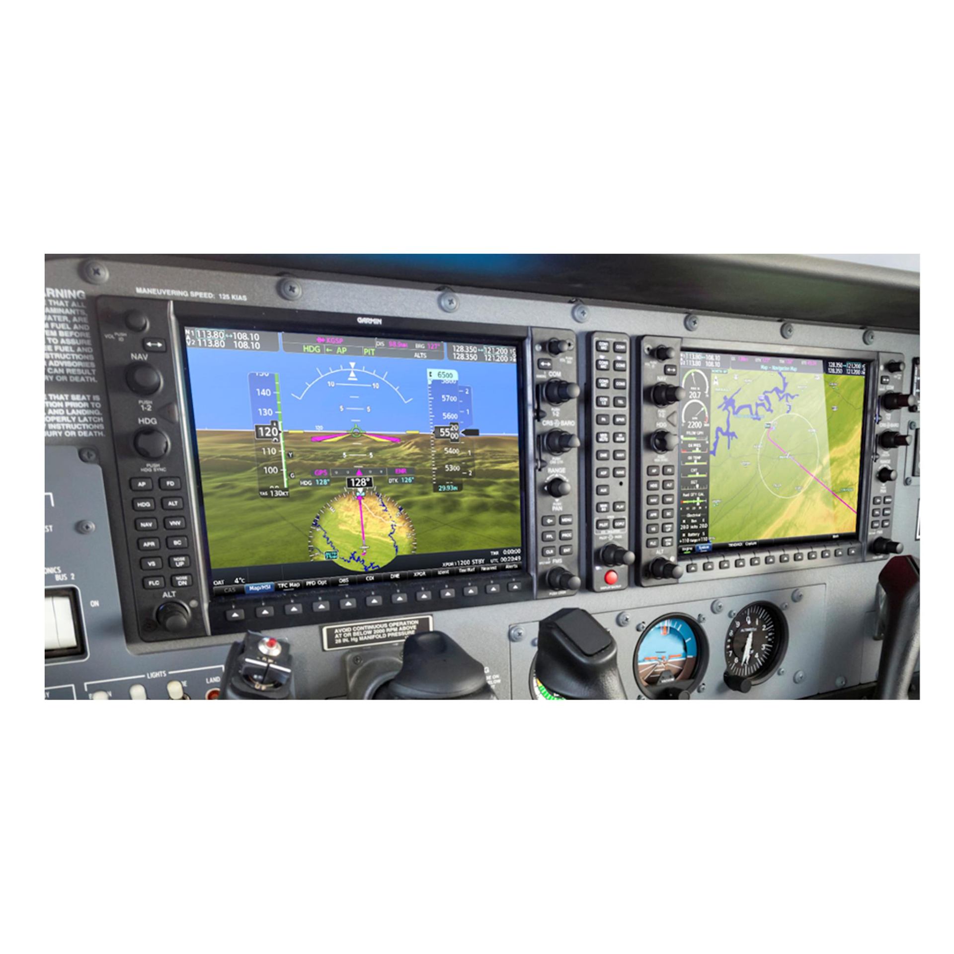 Garmin G1000 cockpit panel inside a single-engine trainer